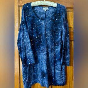 Dress Barn Blue Tunic with Sequin Accents